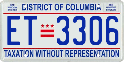 DC license plate ET3306