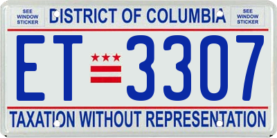DC license plate ET3307