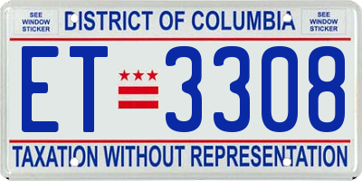 DC license plate ET3308