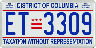 DC license plate ET3309
