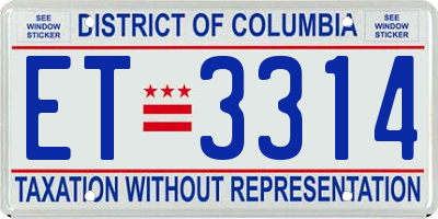 DC license plate ET3314