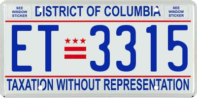 DC license plate ET3315