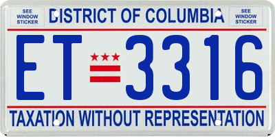 DC license plate ET3316
