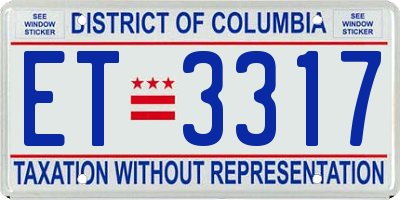 DC license plate ET3317