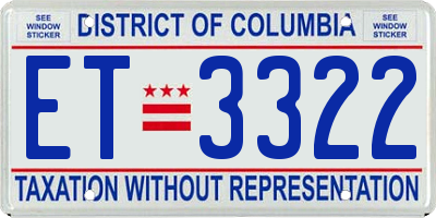 DC license plate ET3322