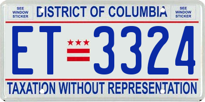 DC license plate ET3324