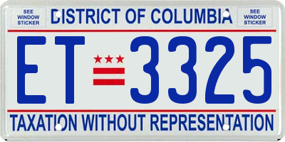 DC license plate ET3325