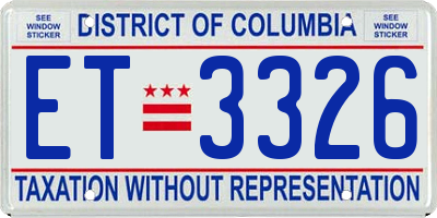 DC license plate ET3326