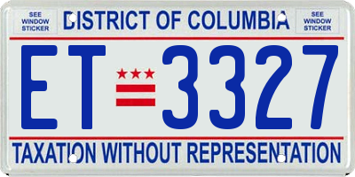 DC license plate ET3327