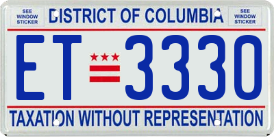 DC license plate ET3330
