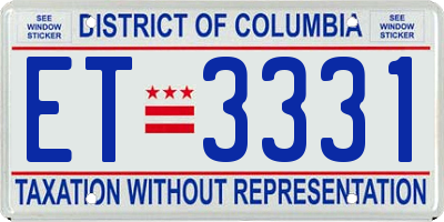 DC license plate ET3331