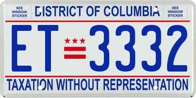 DC license plate ET3332