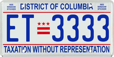 DC license plate ET3333