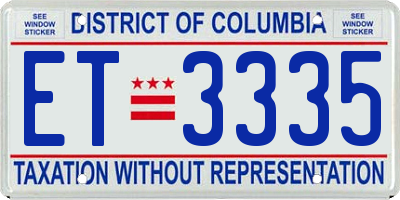 DC license plate ET3335
