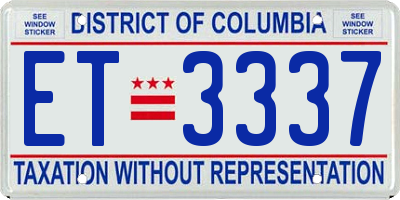 DC license plate ET3337