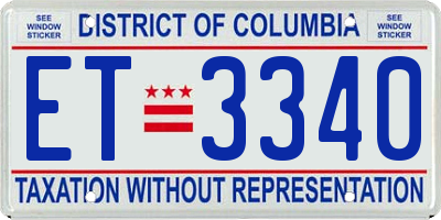 DC license plate ET3340