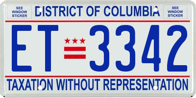 DC license plate ET3342