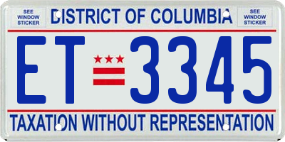 DC license plate ET3345