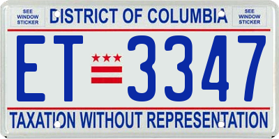 DC license plate ET3347