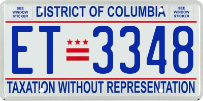 DC license plate ET3348