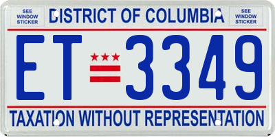 DC license plate ET3349