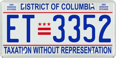 DC license plate ET3352