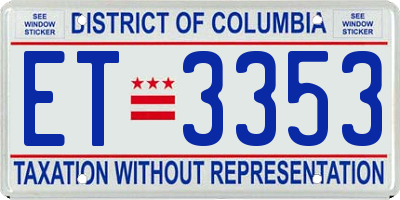 DC license plate ET3353