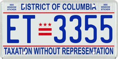 DC license plate ET3355