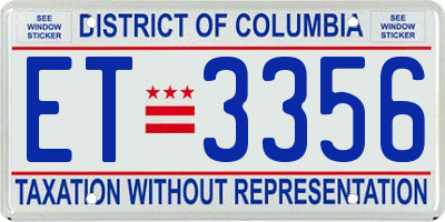 DC license plate ET3356