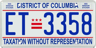 DC license plate ET3358