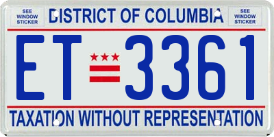 DC license plate ET3361