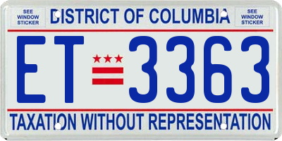 DC license plate ET3363