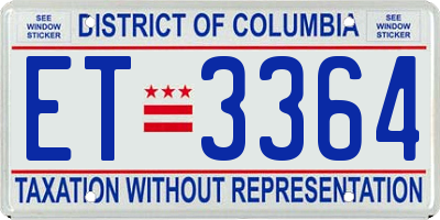 DC license plate ET3364