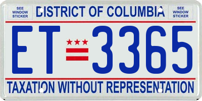 DC license plate ET3365