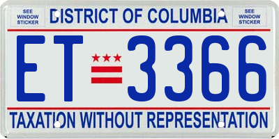DC license plate ET3366