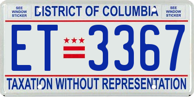 DC license plate ET3367