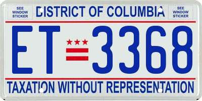 DC license plate ET3368