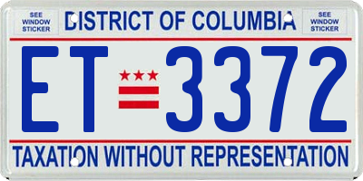 DC license plate ET3372