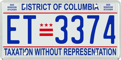 DC license plate ET3374