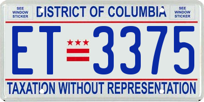 DC license plate ET3375