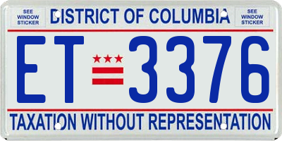 DC license plate ET3376