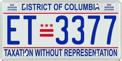 DC license plate ET3377