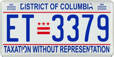 DC license plate ET3379