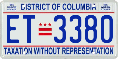 DC license plate ET3380