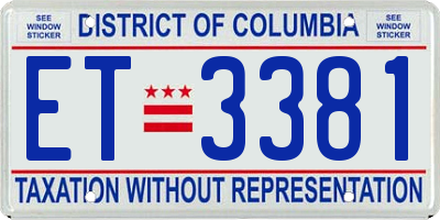 DC license plate ET3381