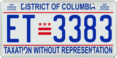 DC license plate ET3383