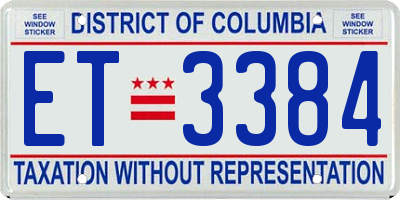 DC license plate ET3384
