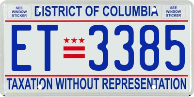 DC license plate ET3385