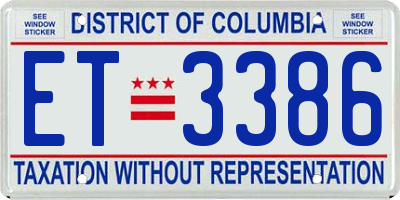 DC license plate ET3386