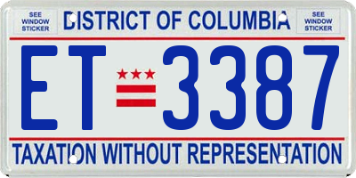 DC license plate ET3387